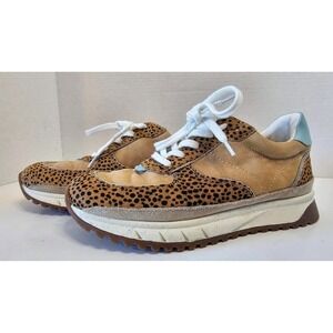 Madewell Kickoff Trainer In Leopard Spot Dot‎ Calf Hair And Beige Nubuck SZ 6.5